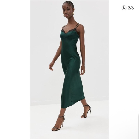 Veronica Beard Bixie Stretch-Silk Slip Dress - 10 Pine‎ - Picture 5 of 7